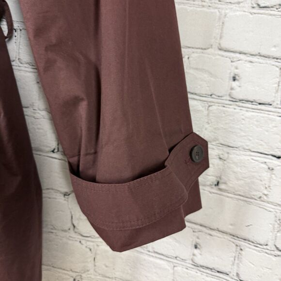The Frankie Shop Lisburn Short Trench Coat Belted in Burgundy One Size O/S - Picture 8 of 15